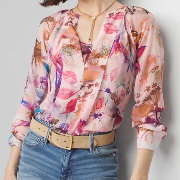 White House Black Market Tops - WHBM Camellia Pleated Blouse